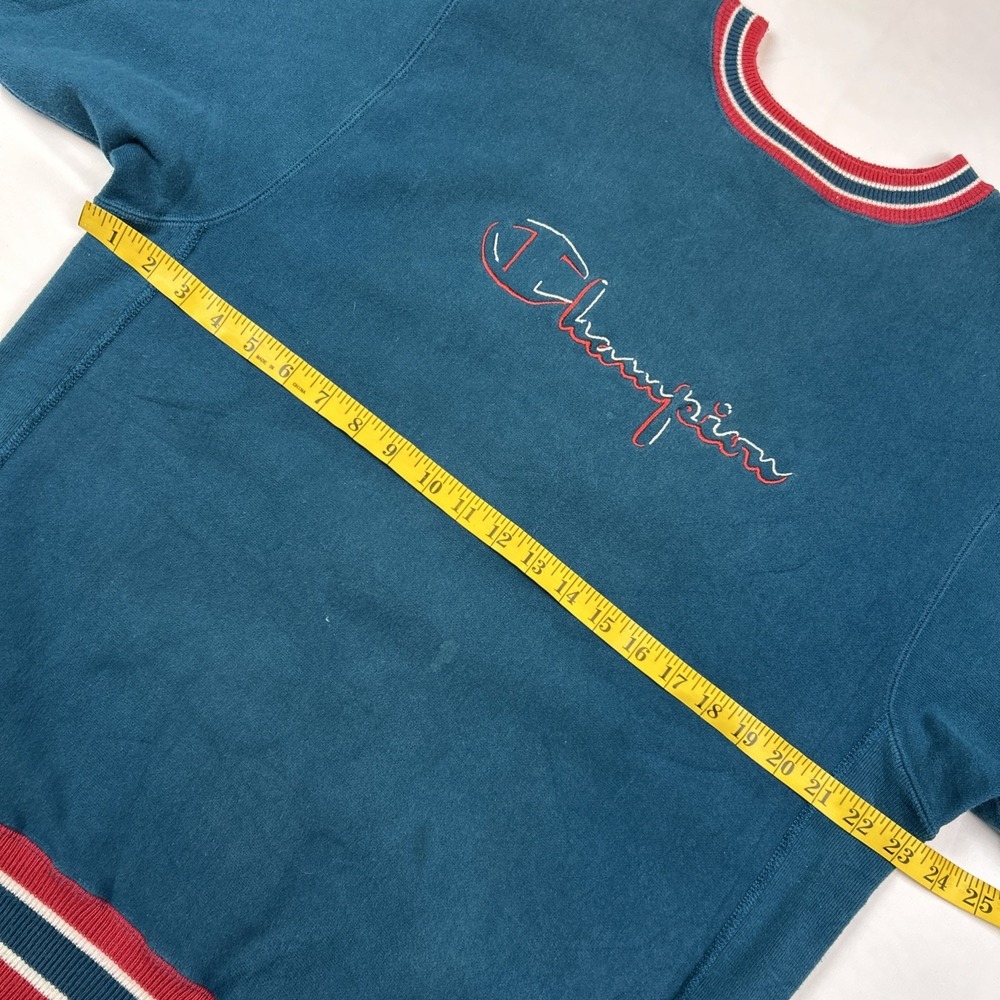 Vintage 80s Champion Reverse Weave Sweatshirt Sz XL Crewneck Teal Made In USA - Picture 4 of 8